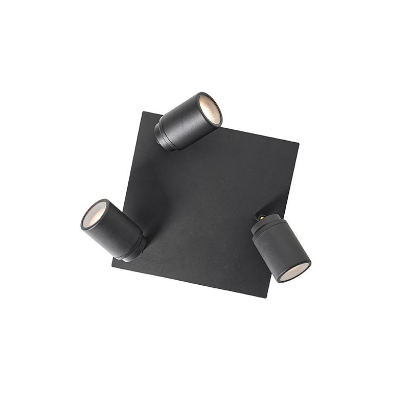 Moderne badkamer spot zwart vierkant 3-lichts IP44 - Ducha