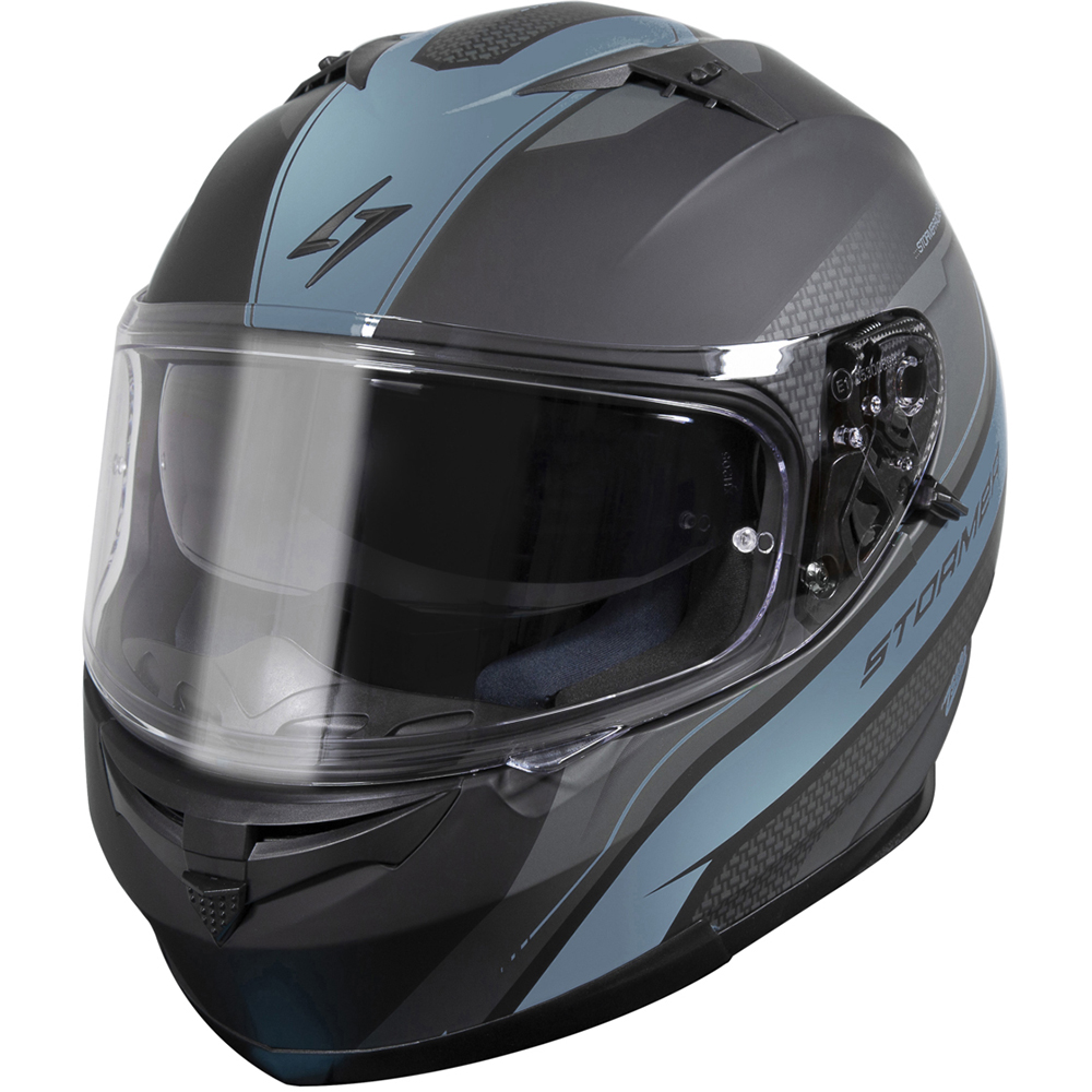Stormer - Casque ZS 801 Elite Noir Mat / Gris Mat / Bleu