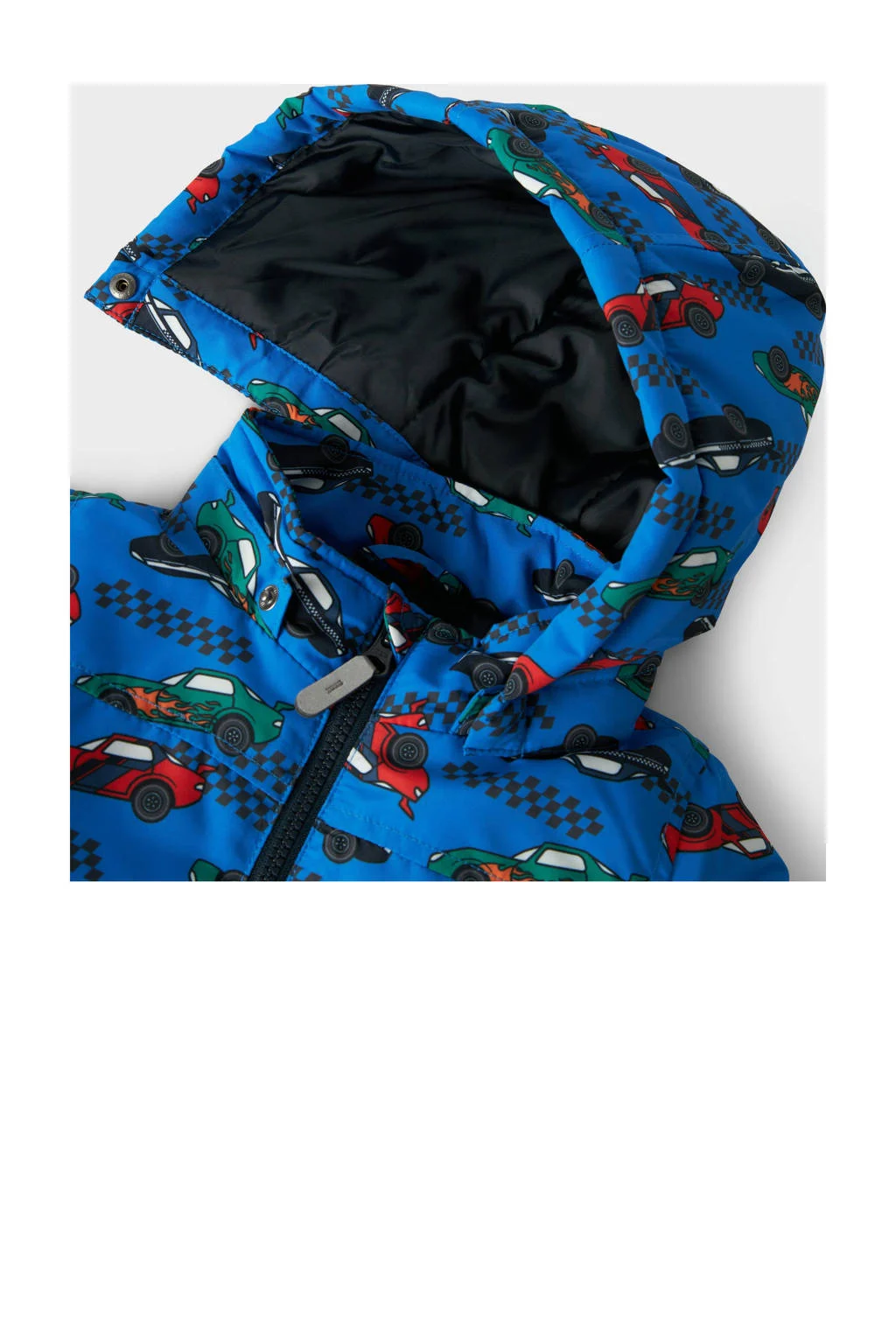 NAME IT winterjas NMMMAX met all over print hardblauw/rood/groen
