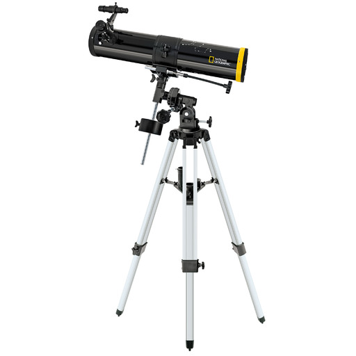 Telescópio astronômico National Geographic 76/700 com montagem equatorial.