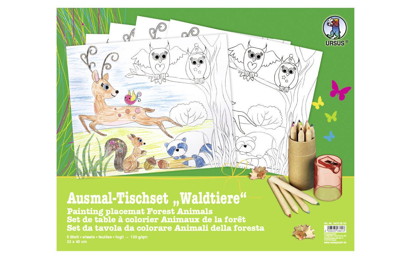 Ausmaltischset WaldtiereTischset zum Ausmalen