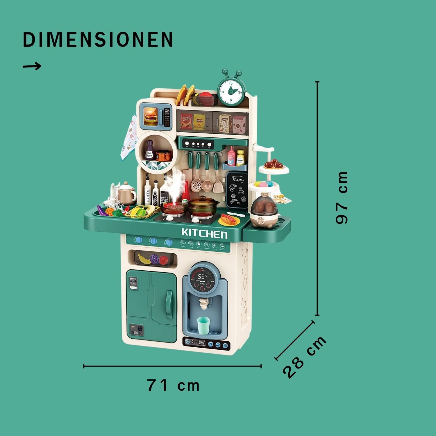 Coemo Kinderküche Tony Spielküche TÜRKIS mit viel Zubehör