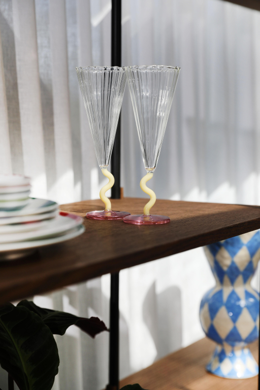 &klevering Flute coupe champagneglazen set van 2 amber