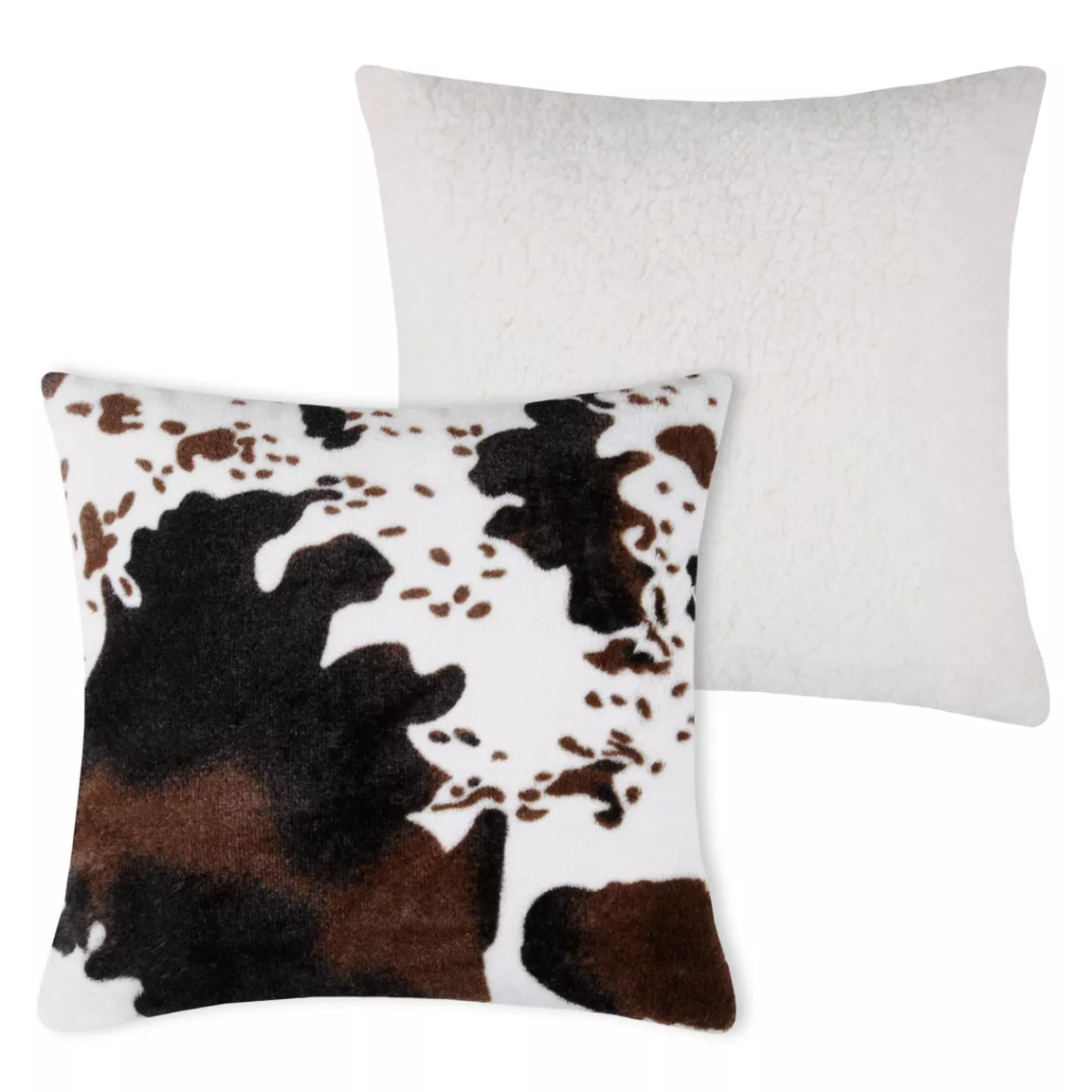 Coussin carré fausse fourrure (45 x 45 cm) Vache Brun