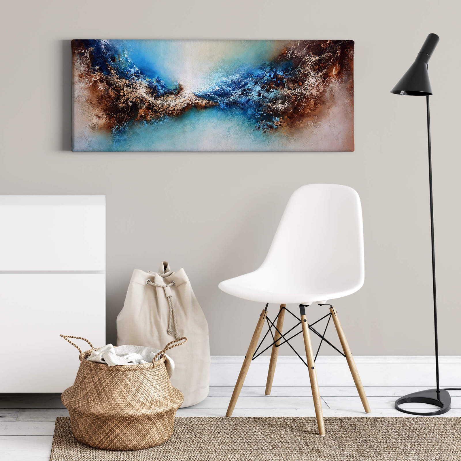 Leinwandbild BLENDED - blau-braun - 100x40 cm