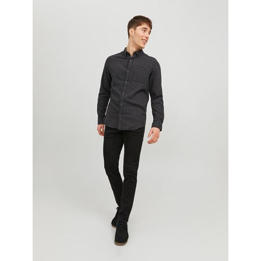 Jack&Jones Classic Melange Skjorte, Dark Grey Melange, M