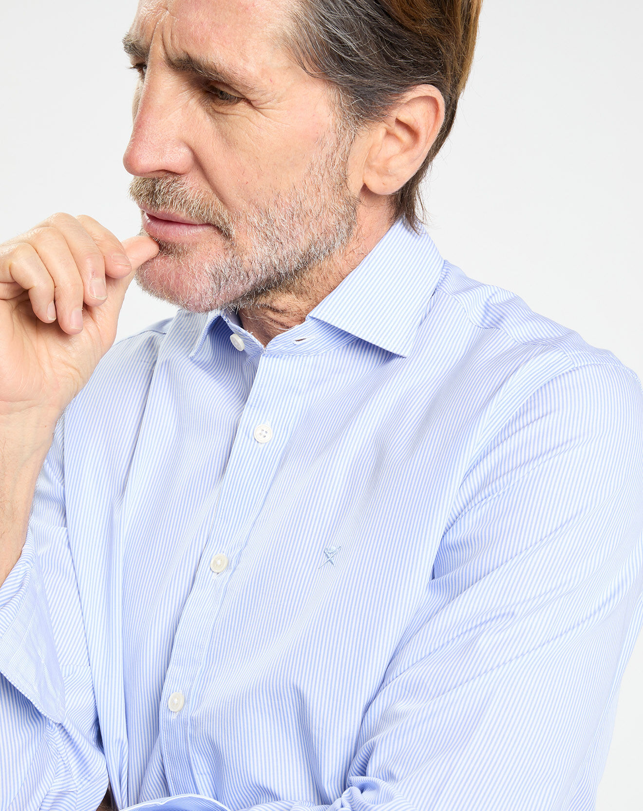 Hackett London Chemise Slim Fit à rayures Milleraies bleu ciel