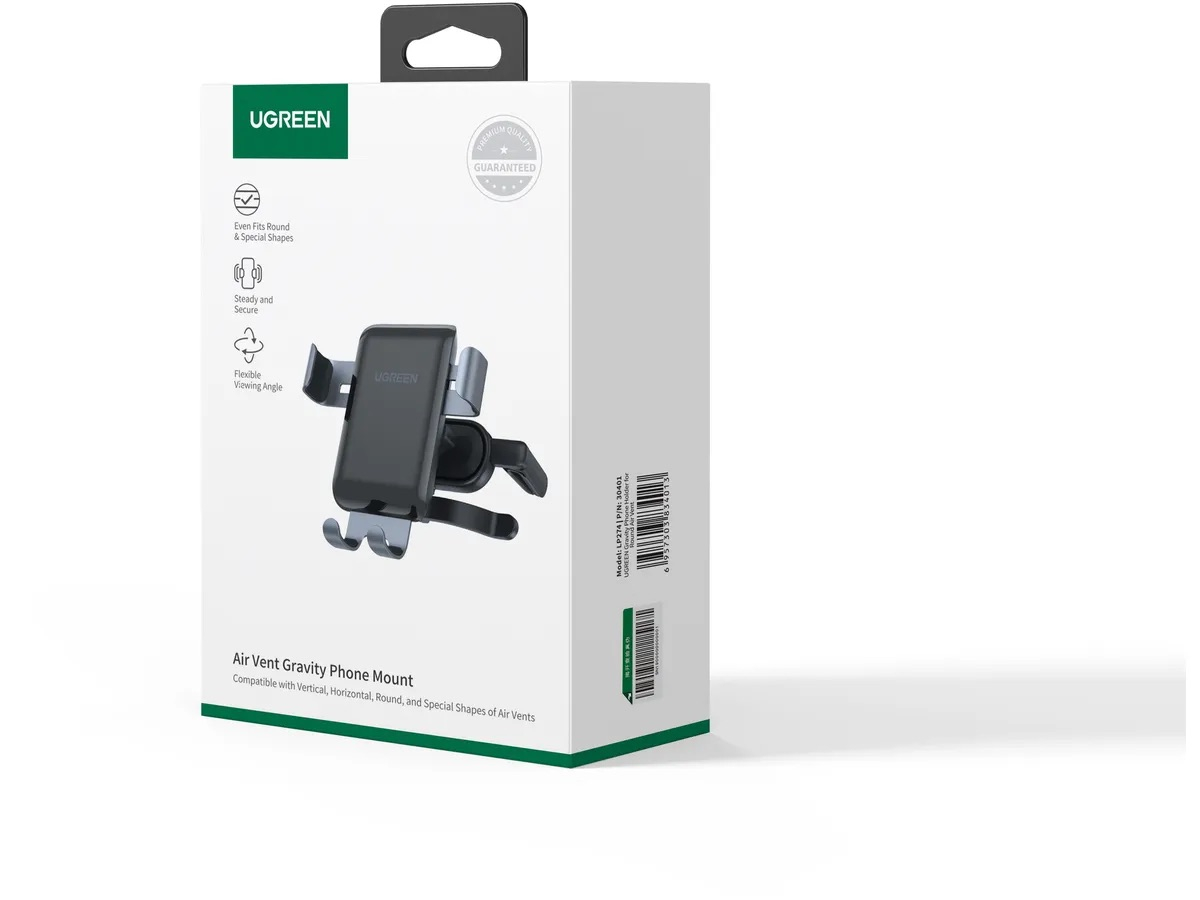 Round Air Vent Gravity Auto KFZ Smartphone Halterung für Lüftungsgitter Air Frame Befestigung mit Schwerkraft-Mechanismus (30401) - Schwarz