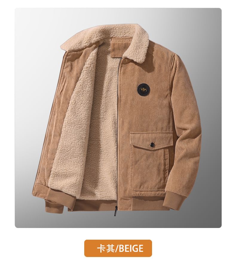 Besto - Eenvoudig corduroy jack met lange mouwen