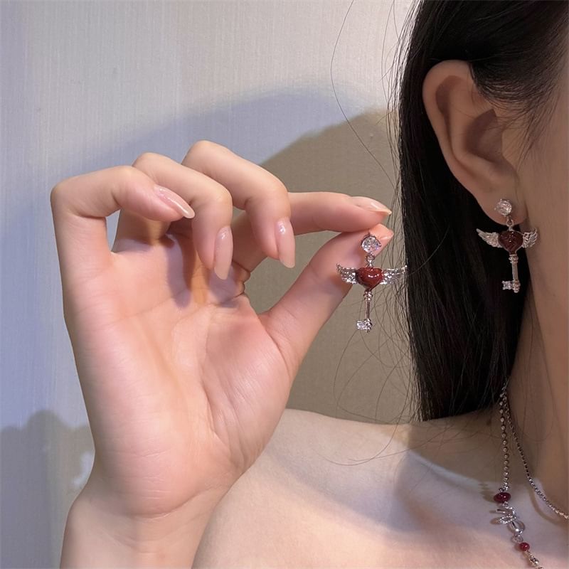 YANYUS - Wing Heart Key gelaagde ketting / oorbel