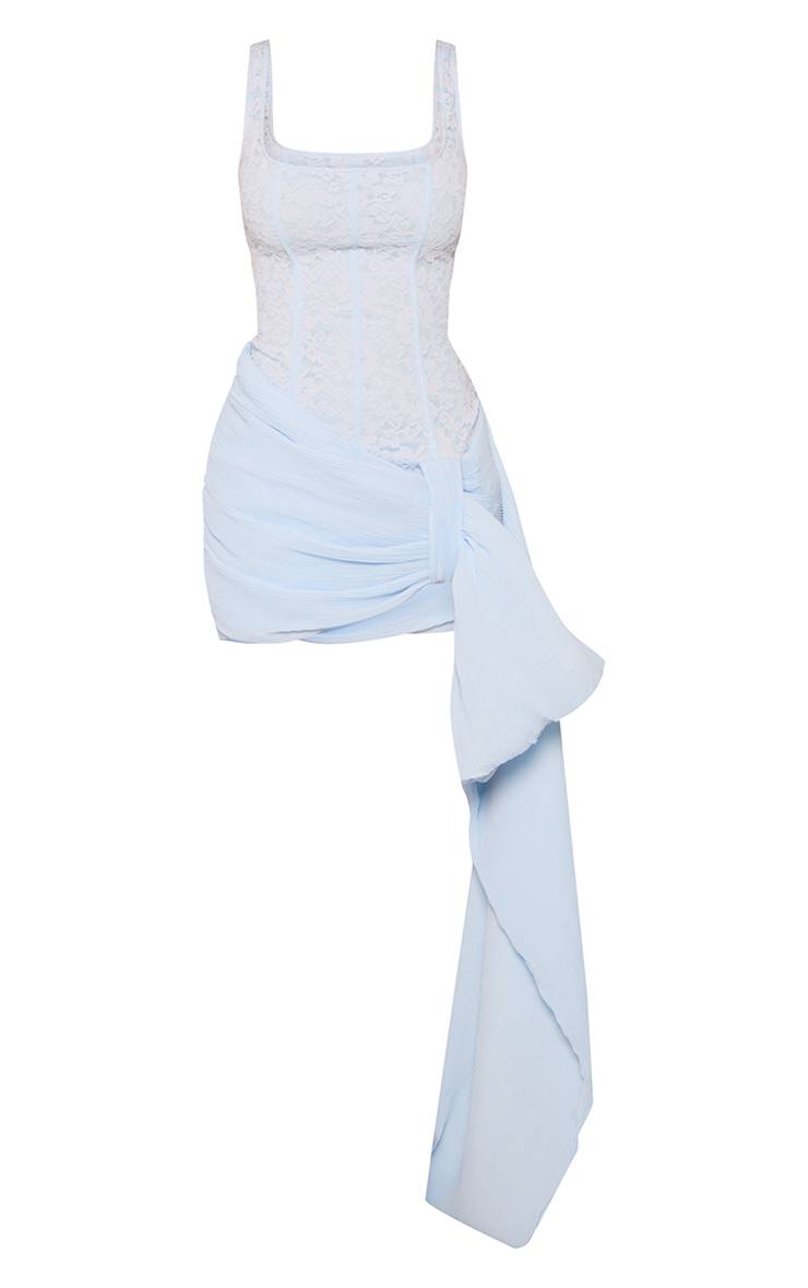 Bleu Layette Robe Moulante Portefeuille En Plissé Texturé