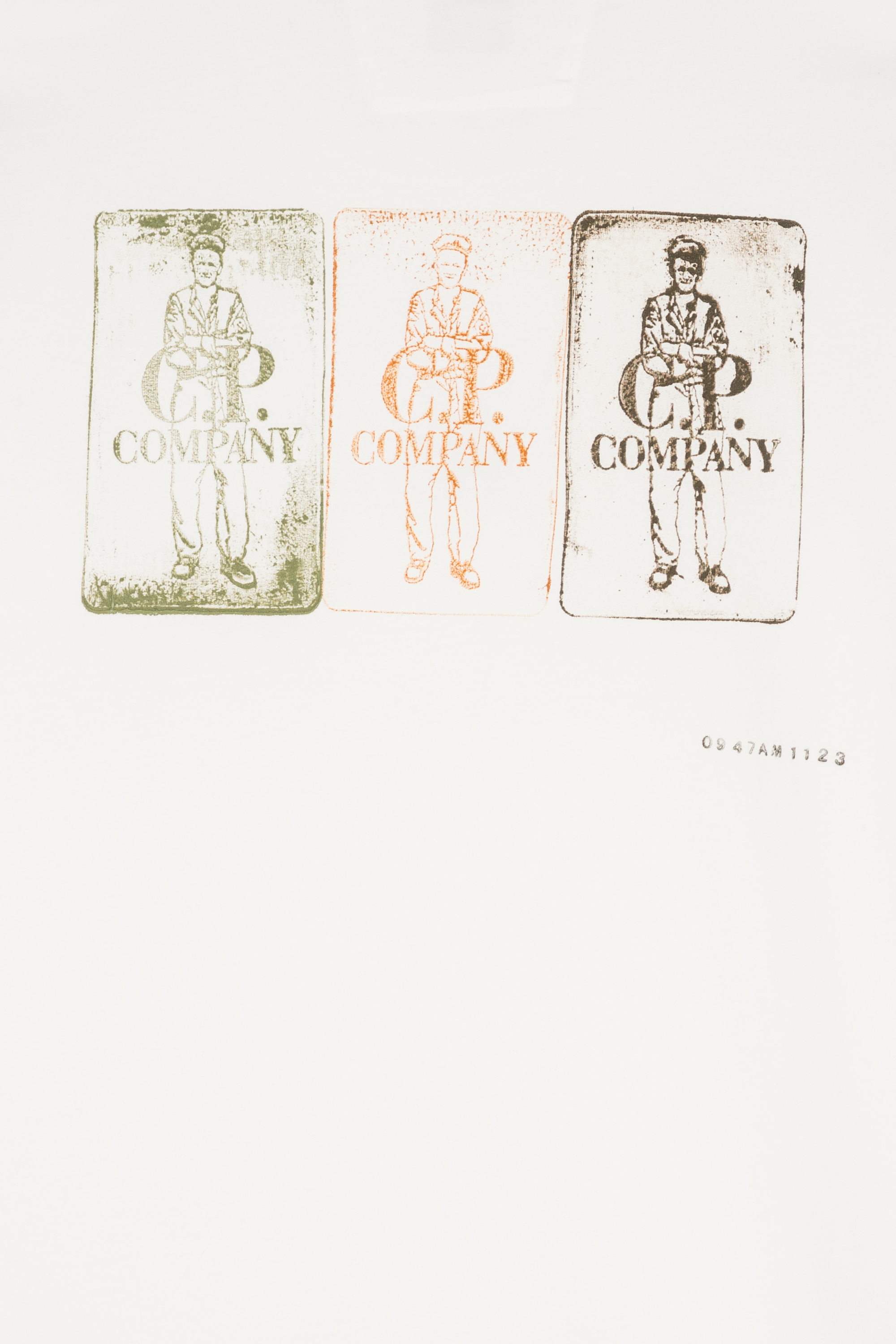 C.P. COMPANY T-shirt  JERSEY ARTISANAL THREE CARDS Blanc
