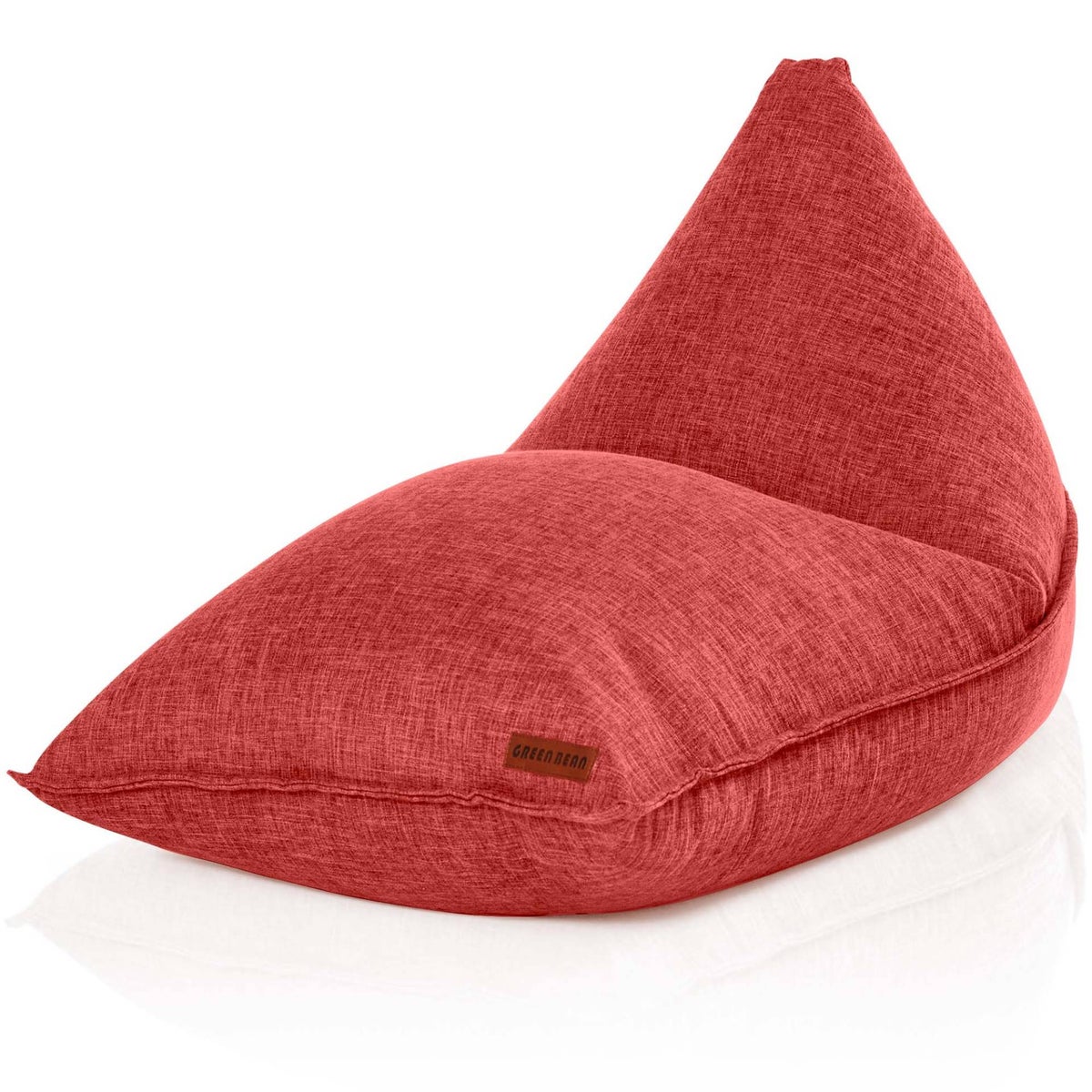 Green Bean Triangle Zitzak 150x100x100cm met 220 liter EPS-korrelvulling - Knuffelzacht en wasbaar - Binnenkussen van stof voor op de vloer, ligstoel, zitkussen - Rood