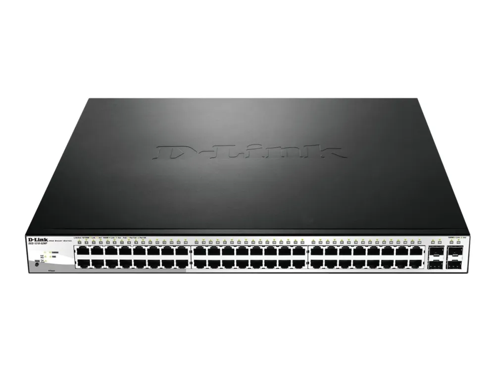 D-Link Web Smart DGS-1210-52MP - Switch - Administreret - 8 x 10/100/1000 (PoE )   40 x 10/100/1000 (PoE)   4 x SFP - desktop, monterbar på stativ - PoE  (370 W)