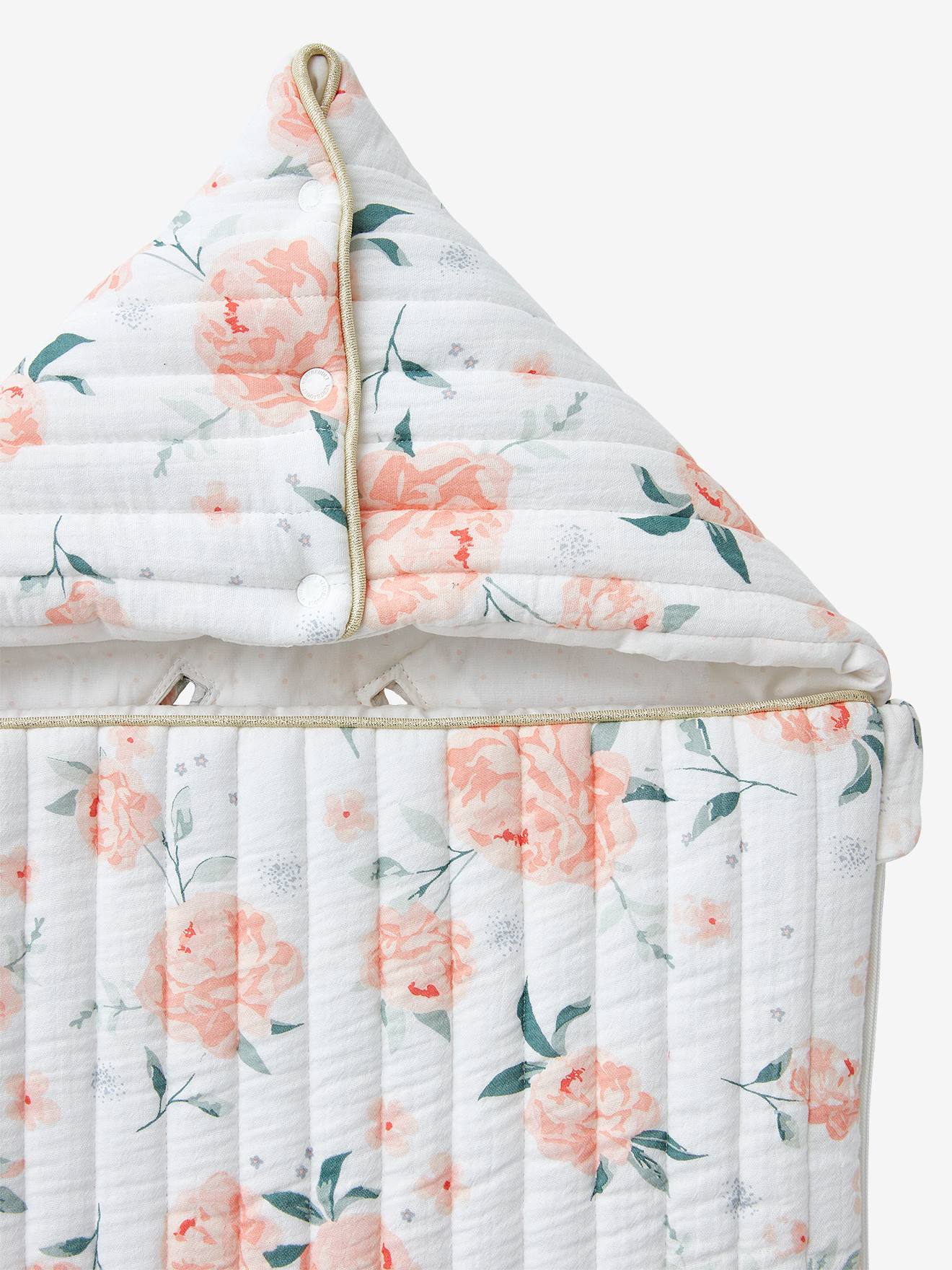 Bolsa de chiffon de algodão branco claro na cor Eau de Rose com estampa.