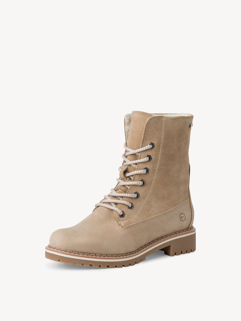 Leren Enkellaarsje - beige warme voering