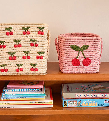 Rice Aufbewahrungskorb - Raffia/Algen - 20x20 cm - Pink/Kirsche