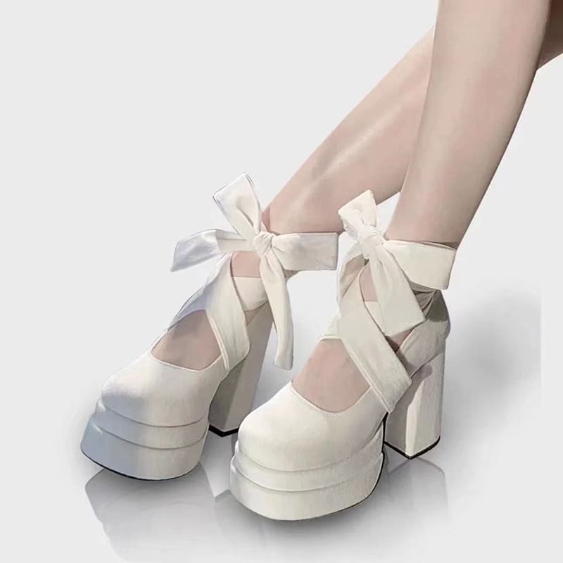 Silverslyre - Veterschoenen met plateau en dikke hak