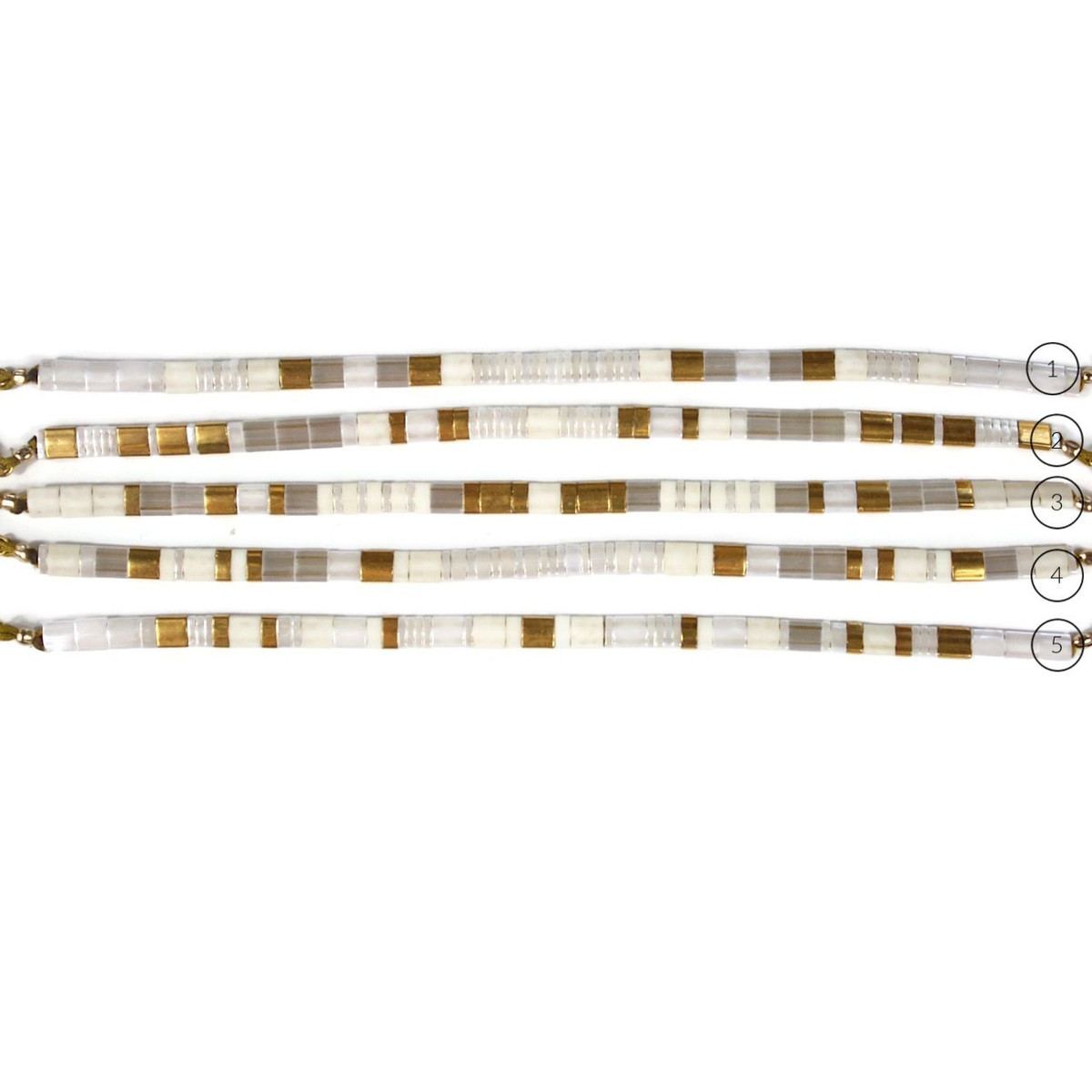 Bracelet Claire BERTEAU White Perles plates en verre 4