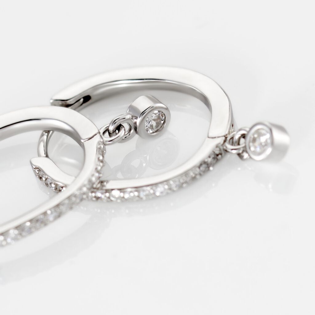 Créoles Argent Blanc Ursinus Oxydes De Zirconium