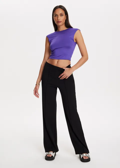 Broek met wijde pijpen zwart (ZWART)