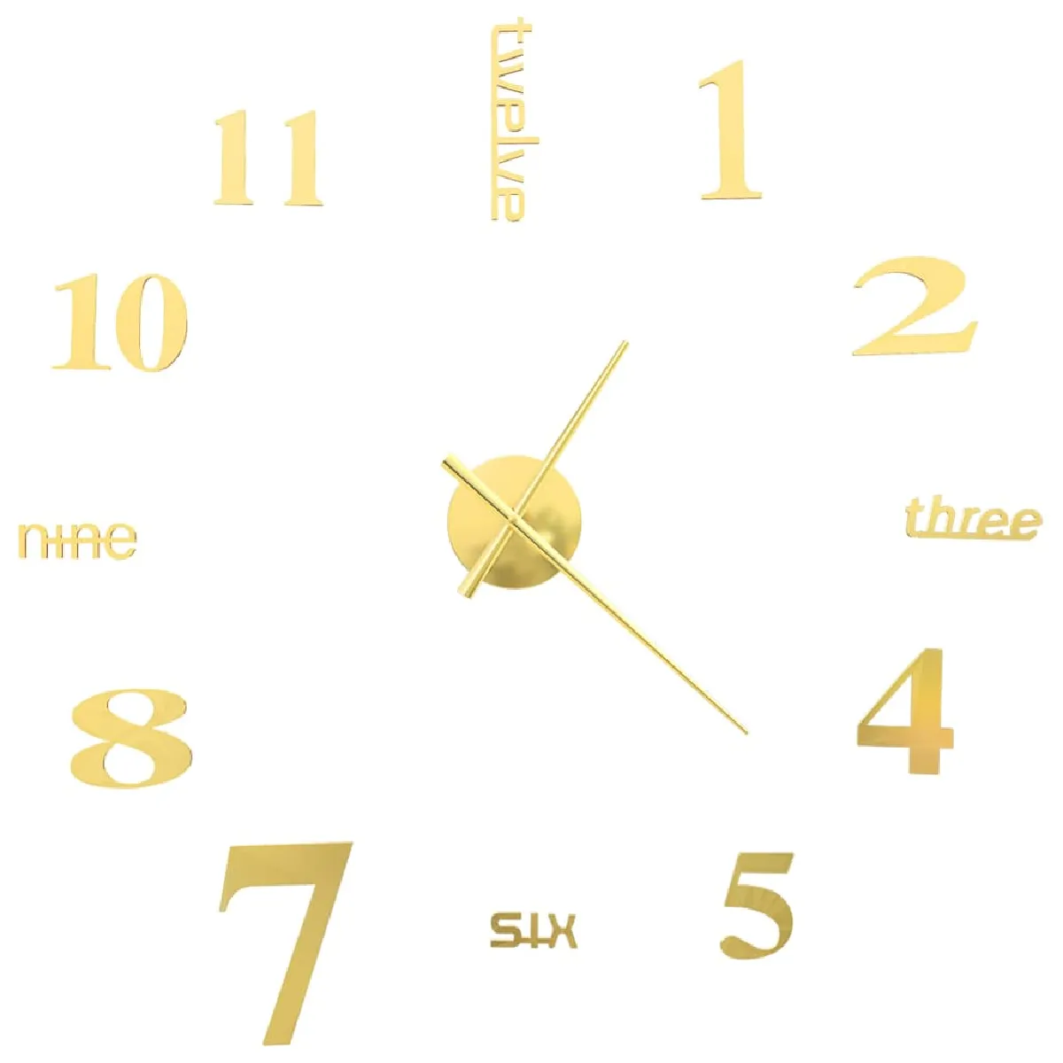 Decoshop26 Horloge murale 3D XXL Doré 100 cm