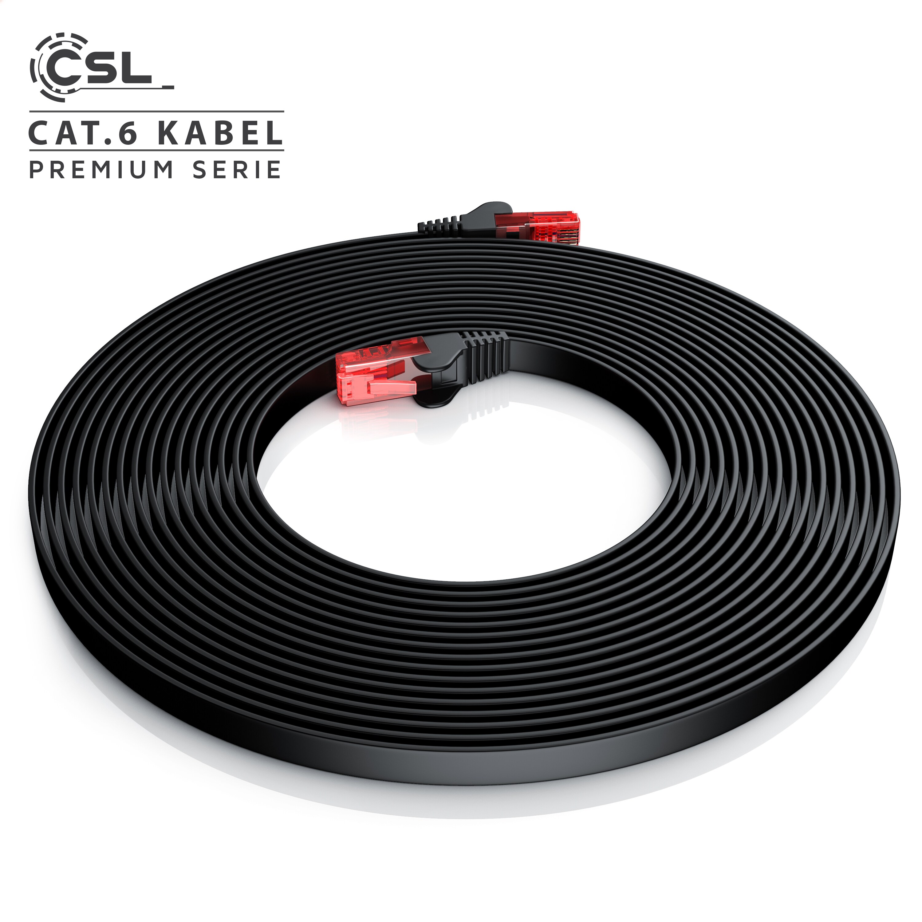 CSL Cat 6 Flachband LAN Kabel - mehrfach geschirmt - UTP Gigabit - 1000 Mbit/s - Patchkabel Flachkabel - Netzwerkkabel - 1m