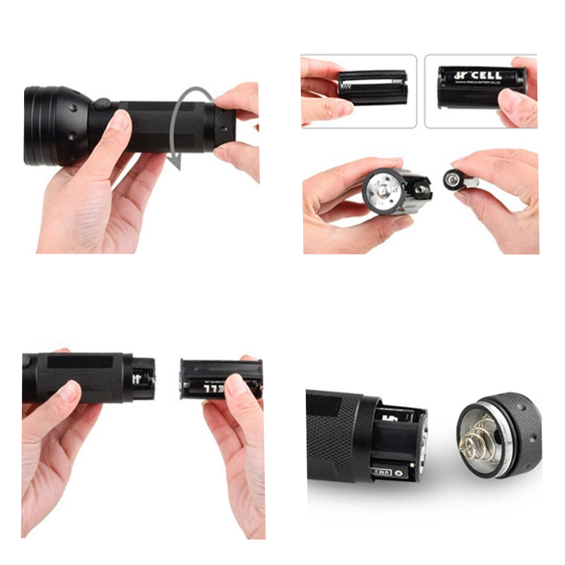 UV Schwarzlicht Taschenlampe Anti-Flecken LED Lampe mit Handschlaufe (Batteriebetrieben) - Schwarz