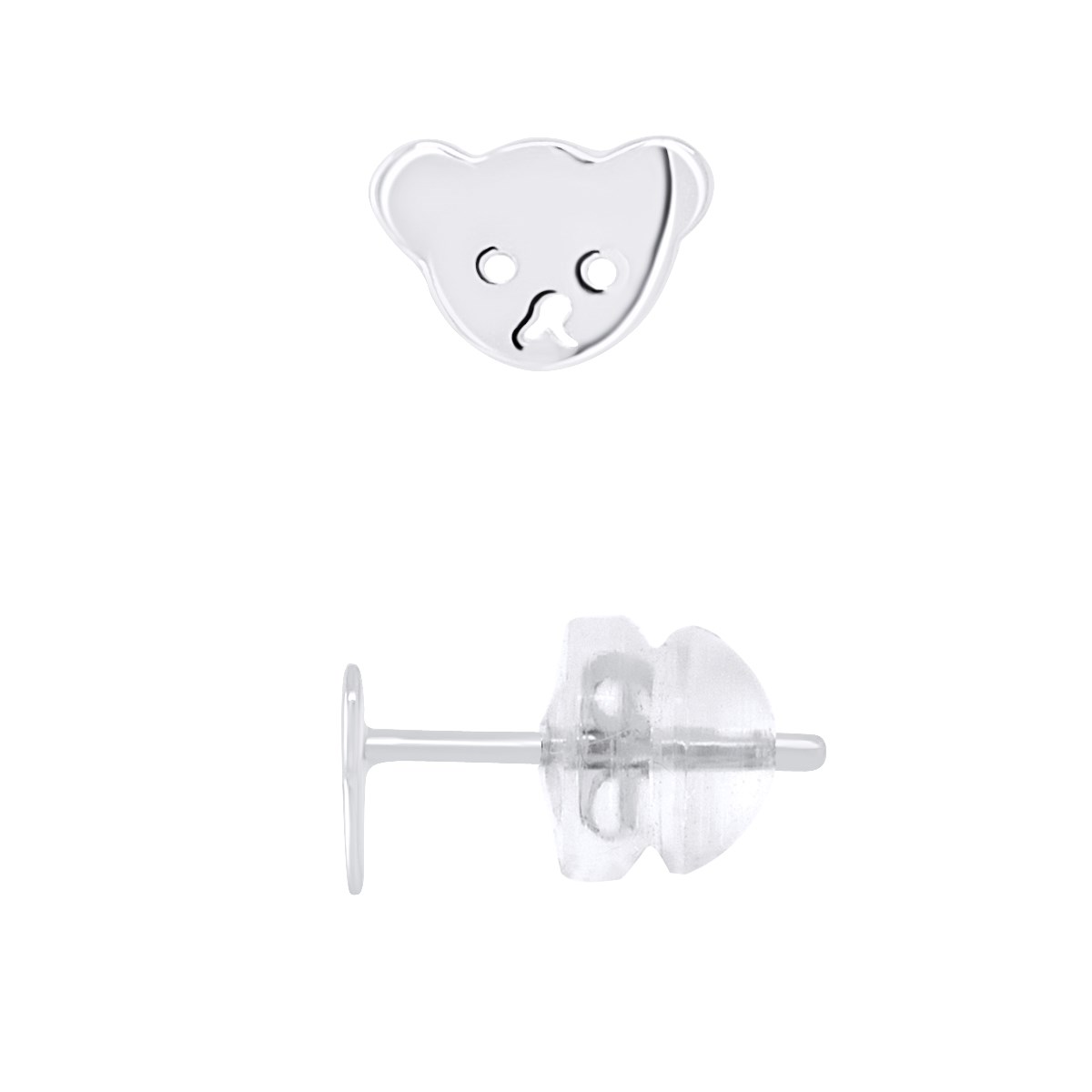 Boucles d'Oreilles OURSON - Or Blanc