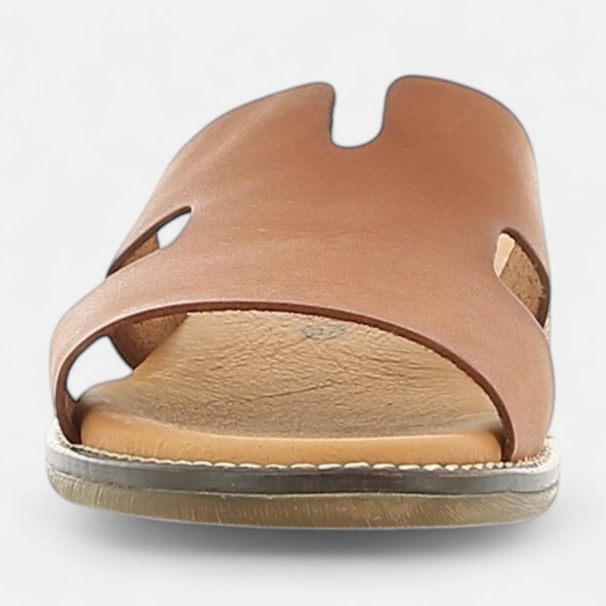 Mules Femme en cuir cognac