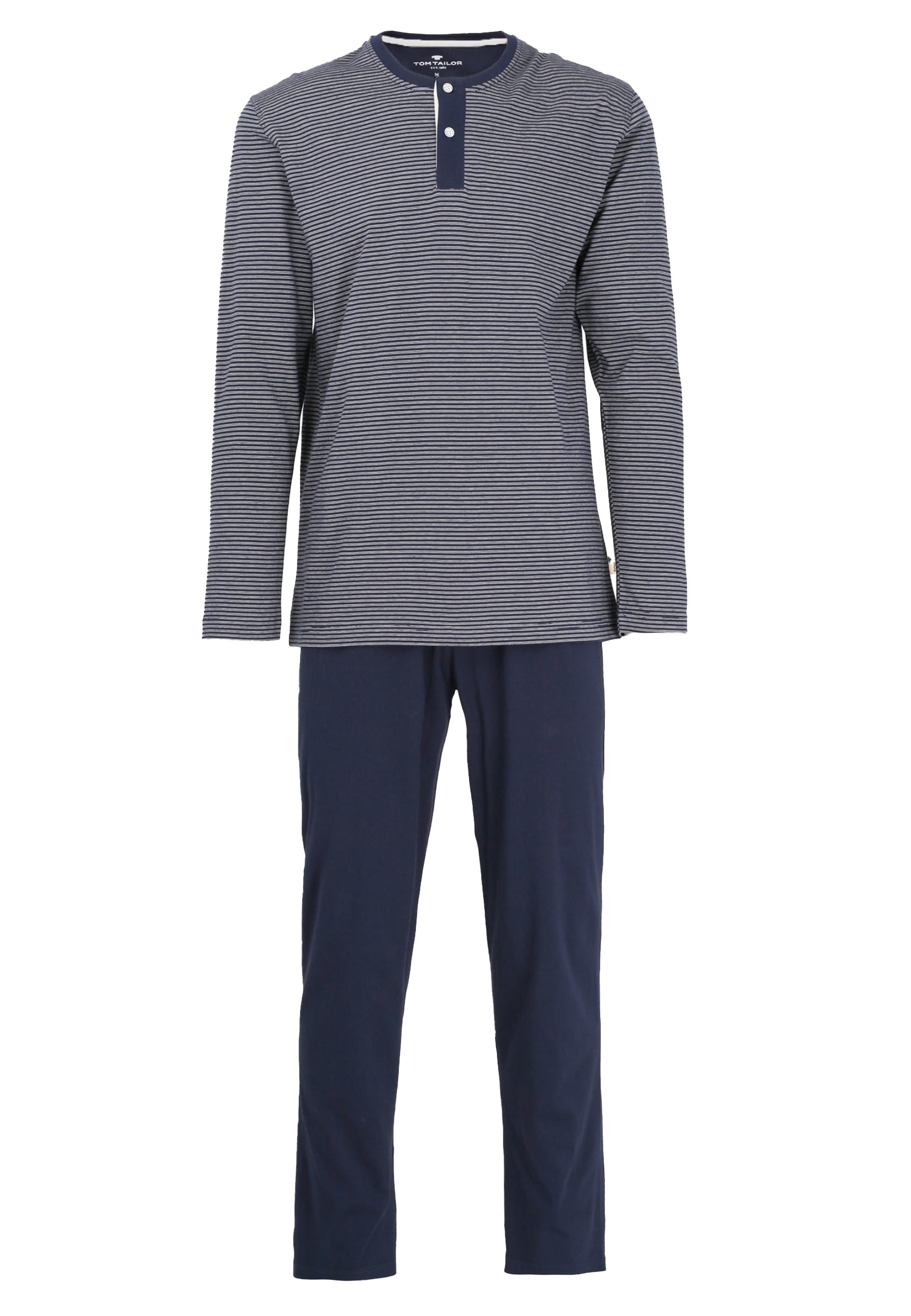 TOM TAILOR Pyjama »Nebraska«, 2 Stk. Streifendesign, Langarm, Rundhalsausschnitt, lange Hose, atmungsaktiv