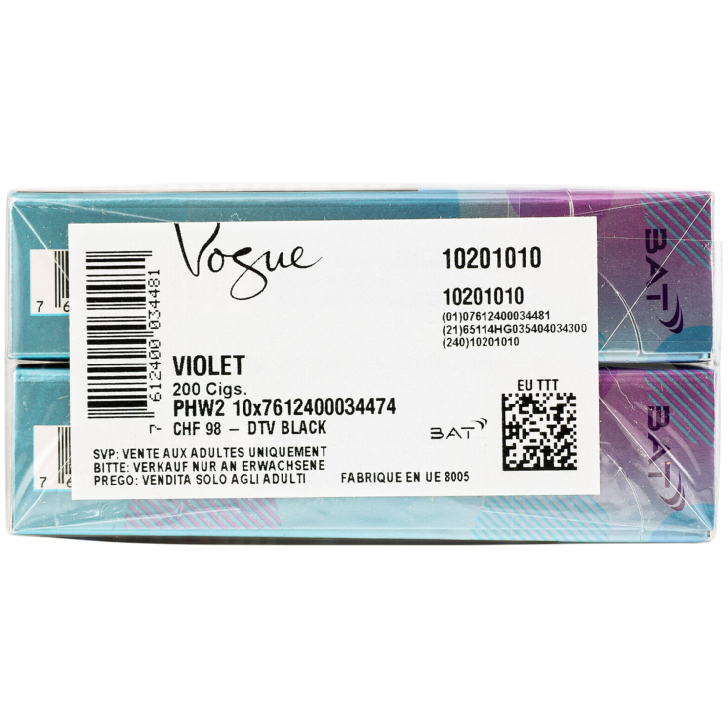 Vogue Clic Zigaretten Violette Box Stange