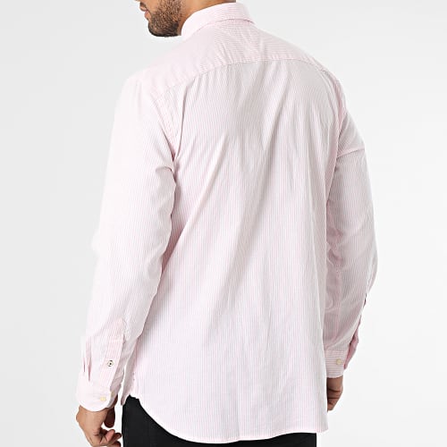 Chemise Manches Longues A Rayures 1985 Flex Oxford Stripe 0935 Blanc Rose