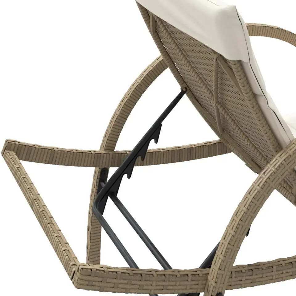 vidaXL - Ligbed - Beige - Poly rattan