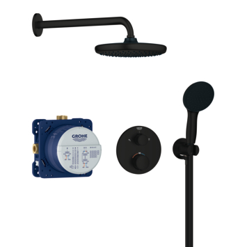 Grohe Precision Thermostat Perfect inbouw douchesysteem metVitalio Comfort 250 hoofddouche rond Mat Zwart
