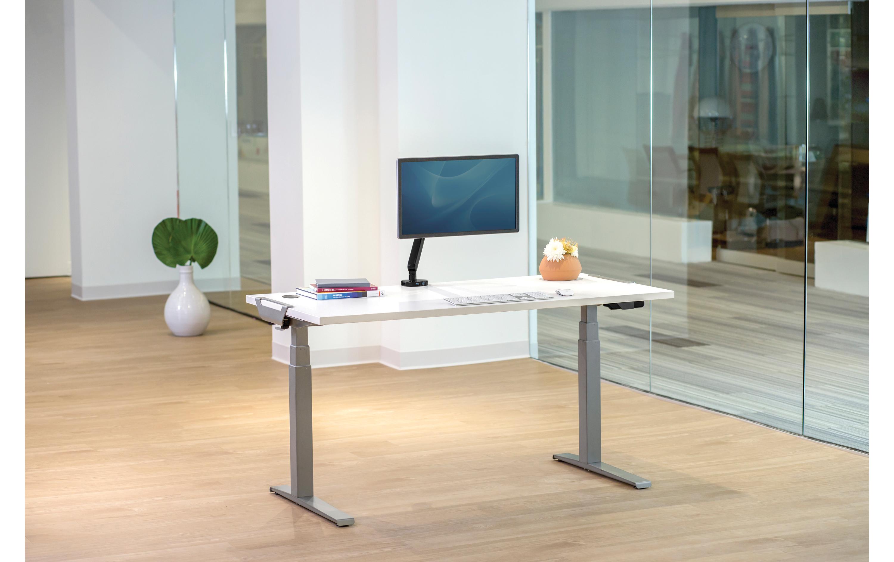 Tischgestell Levado ohne Tischplatte, Silber<br>Abwechslungsreiches Arbeiten im Stehen und Sitzen