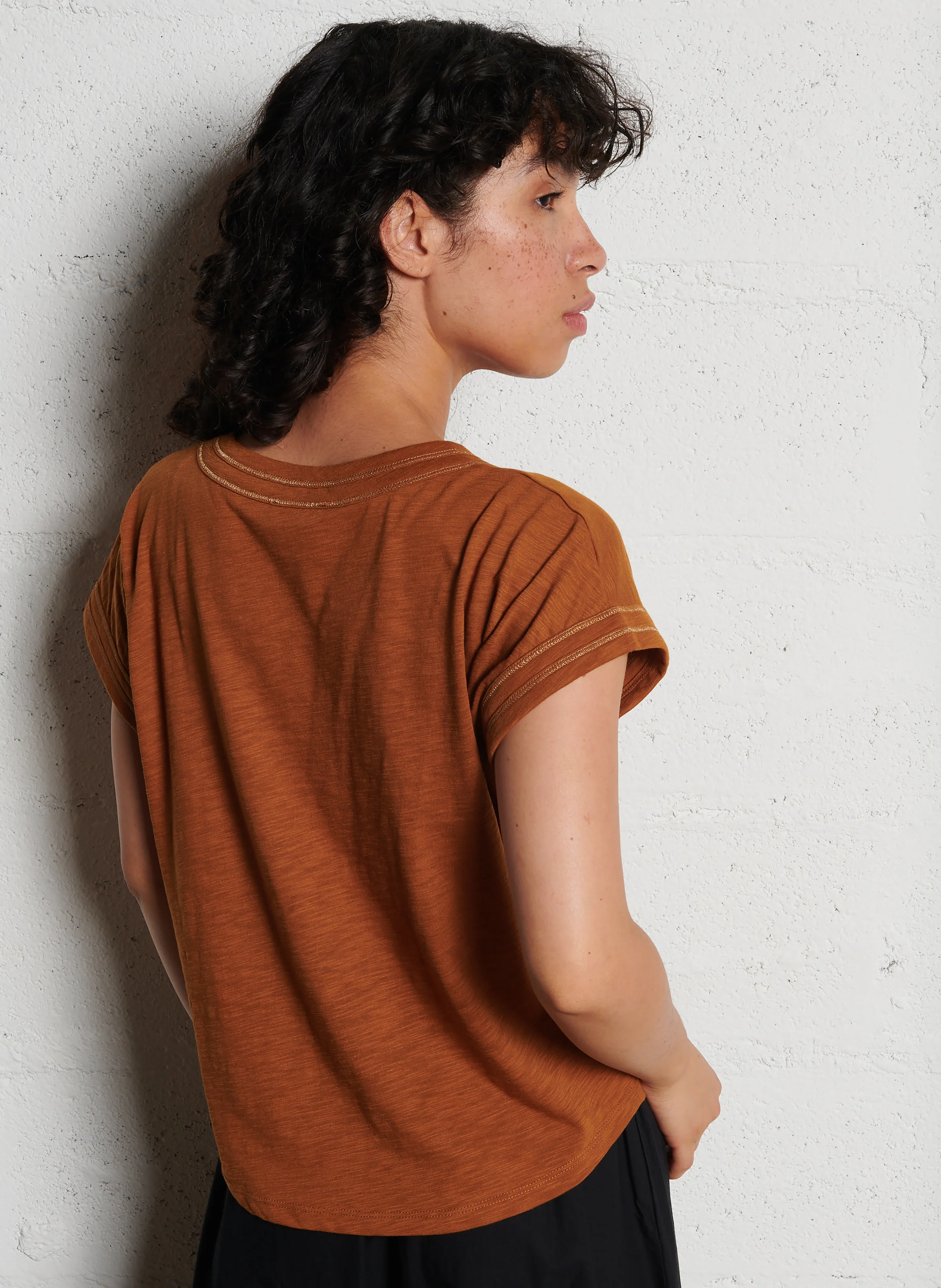 TINA - Tee-shirt en coton mélangé | Beige