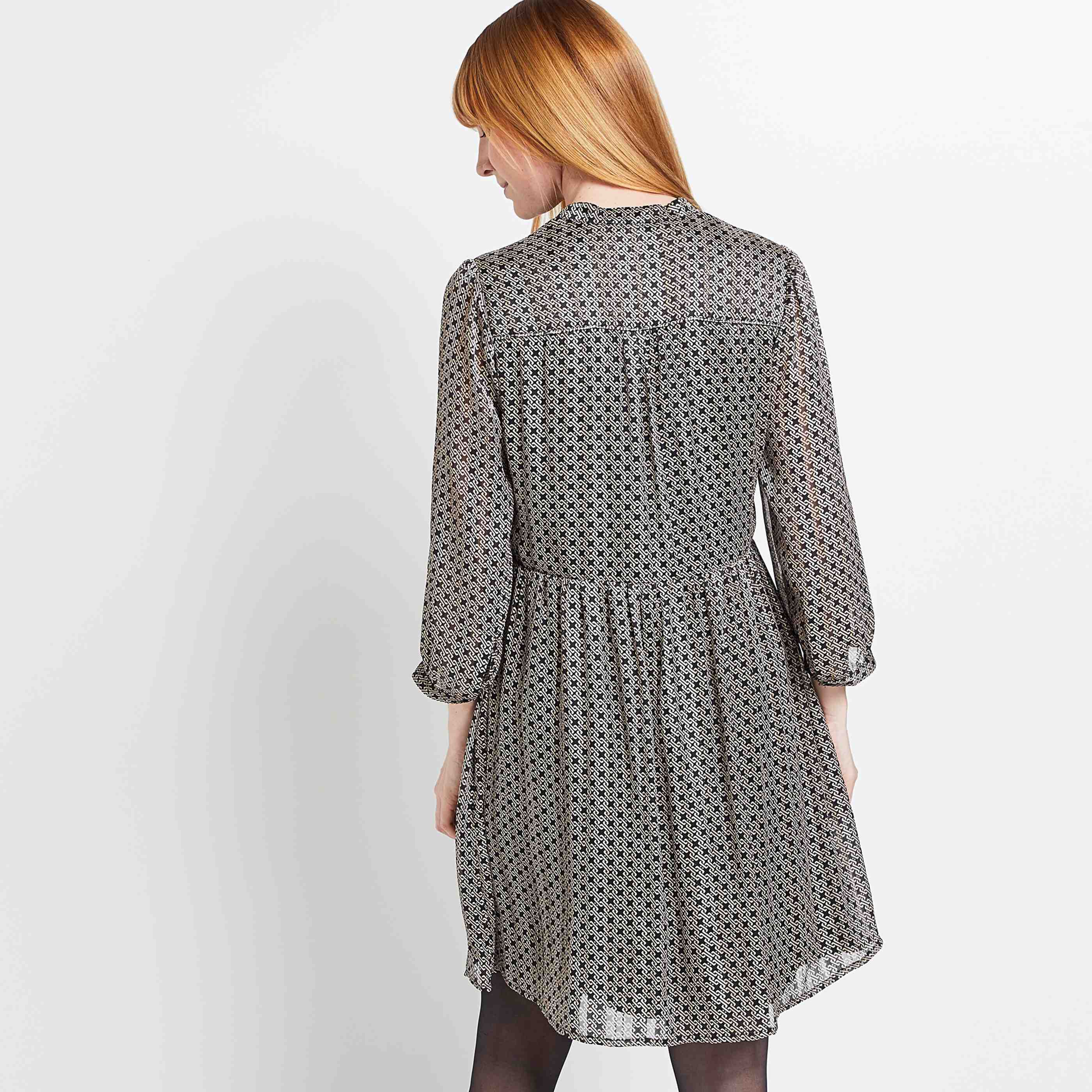 Robe col V femme - NOIR