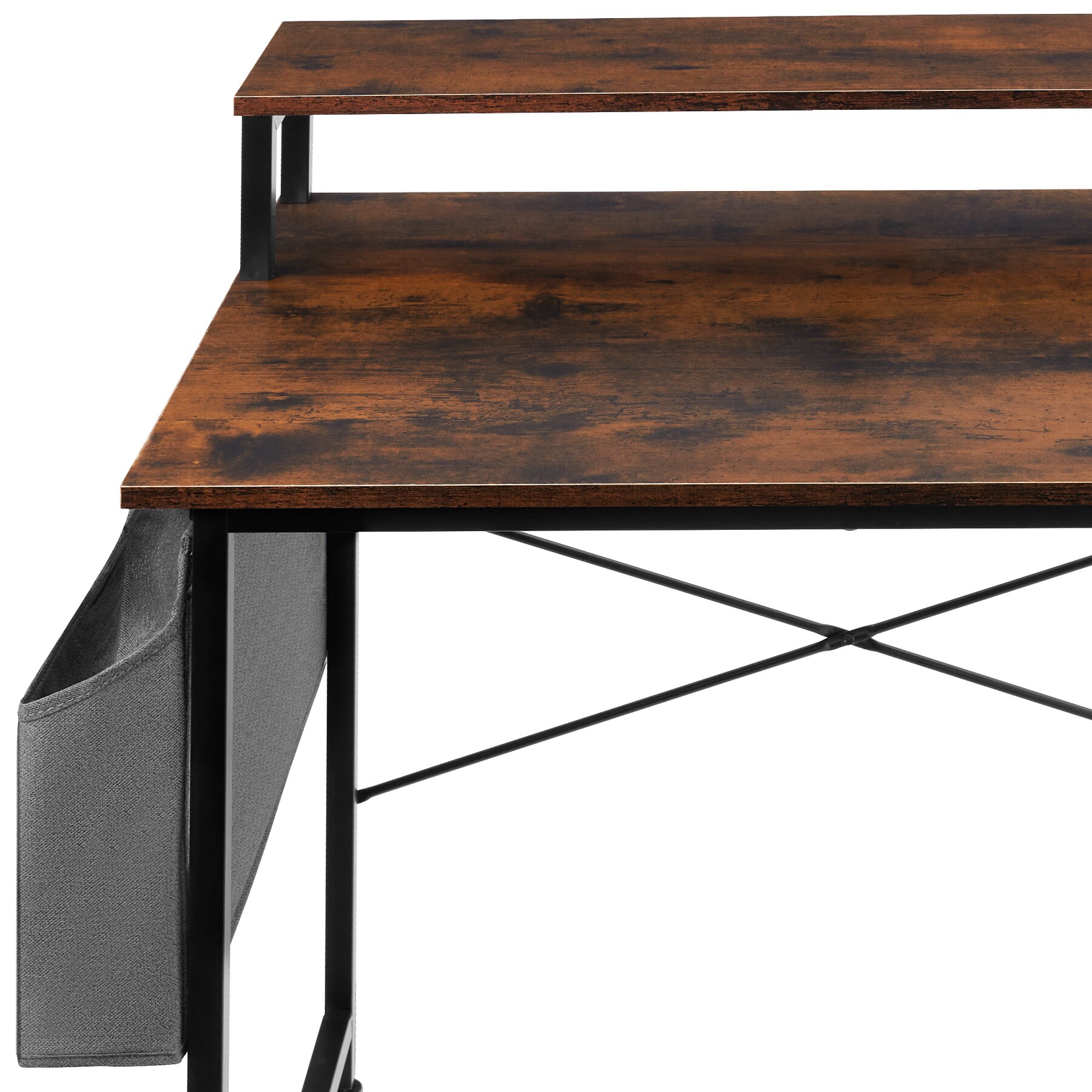 tectake® Schrebitisch, Industrial Style, mit Monitorständer und Aufbewahrungstasche, 80 x 55 x 90 cm