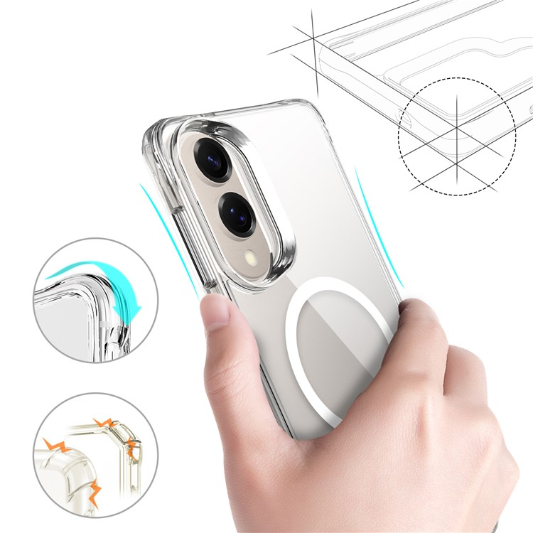 Samsung Galaxy S25 Edge Hybrid Hülle TPU Bumper Acryl Rückseite MagSafe-Modul - Transparent