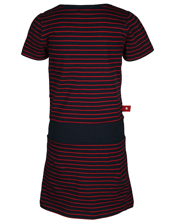 Kurzarm-Kleid STRIPES in gestreift in dunkelblau/rot