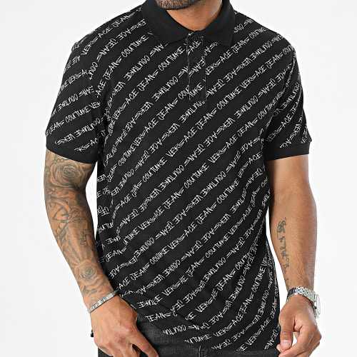 Polo Manches Courtes Print Signature 75GAG6R0 Noir