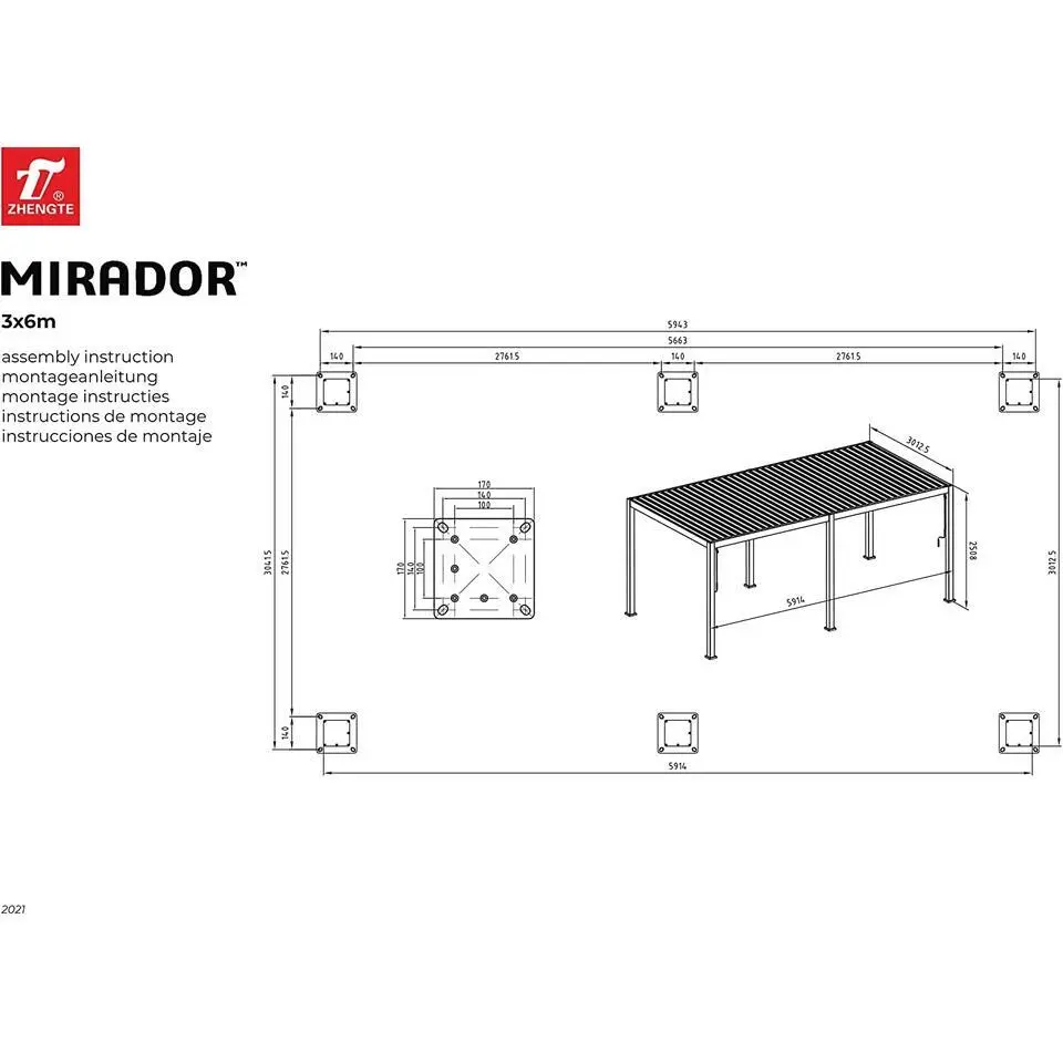 Mirador Classic terrasoverkapping 300 x 600 cmwit