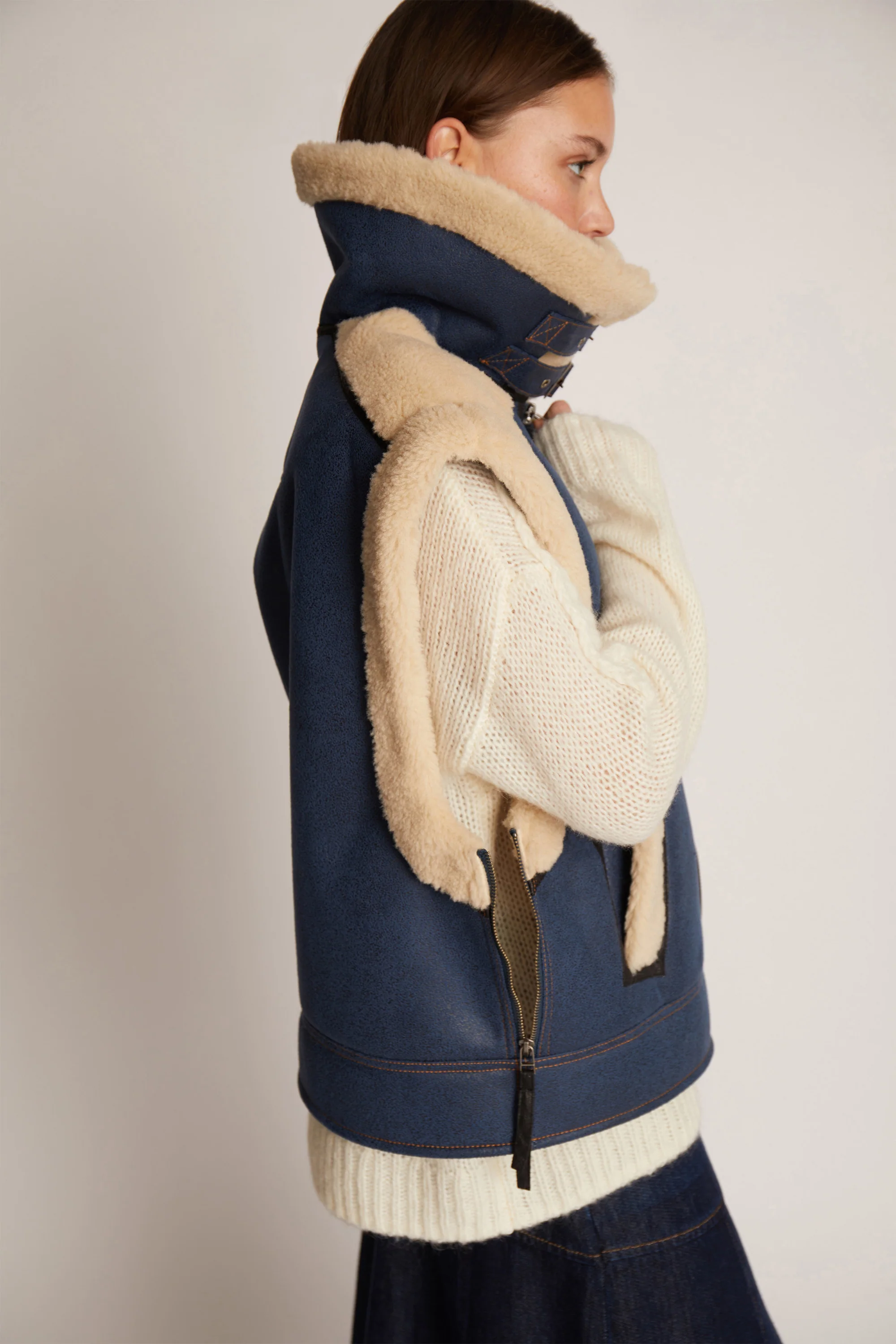 MUNTHE  Tuppa vest - blå/creme