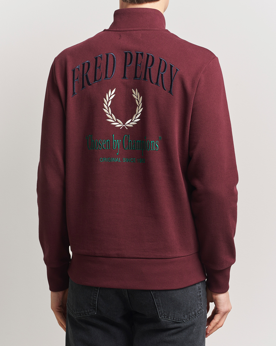 Fred Perry Embroidered Champion Half Zip Oxblood