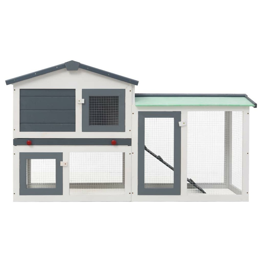 Clapier large d'extérieur 145 x 45 x 85 cm bois gris et blanc