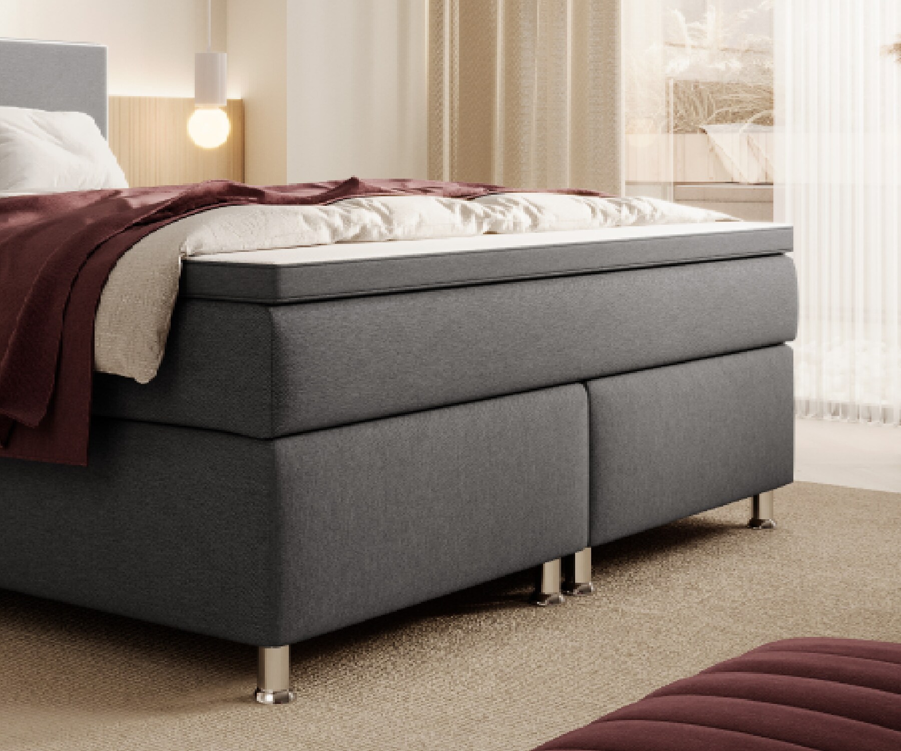 Inter Handels Boxspringbett Gent - versch. Ausführungen - 140x200cm Anthrazit TFK