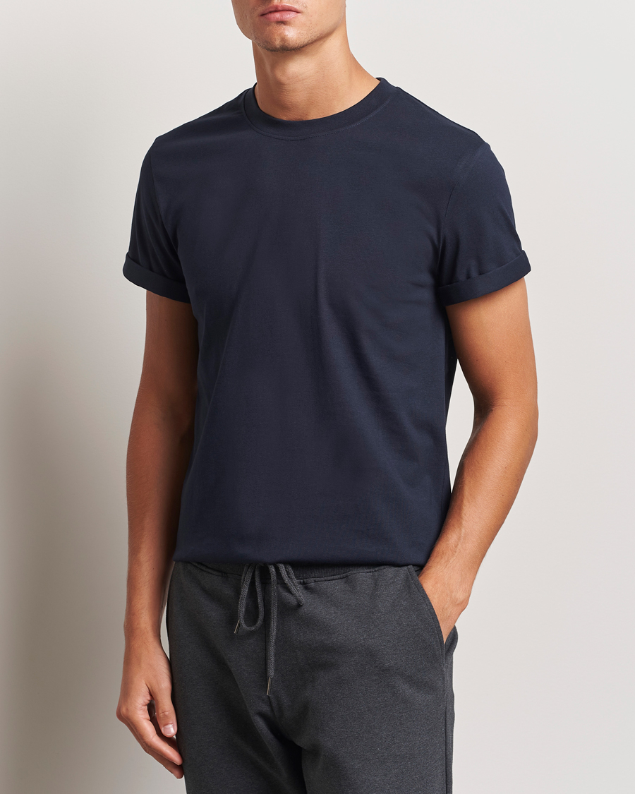 Bread & Boxers Roll-Up Crew Neck T-Shirt Dark Navy
