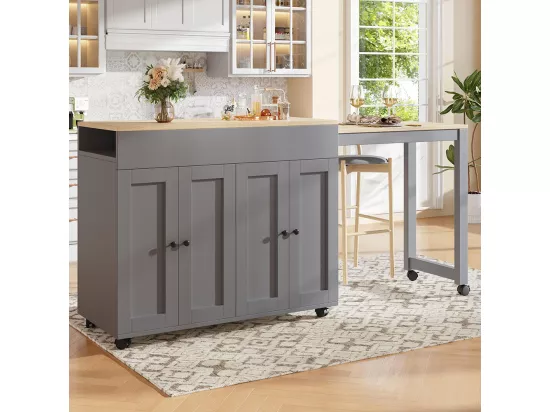 Table de bar extensible moderne 118-180cm 6 espaces rangement table bistrot salle à manger séparation salon gris