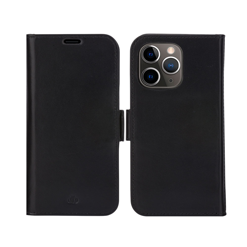 iPhone 13 Pro 2in1 Wallet Case Echtleder Tasche mit RFID Schutz Lynge (LY61GTBL1317) - Schwarz